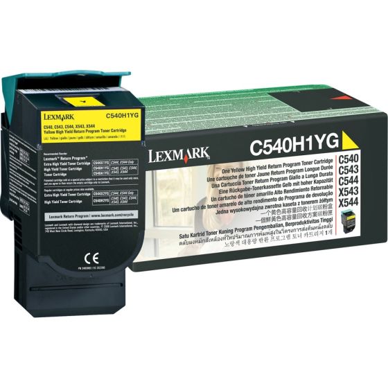 Lexmark C540H1YG Yellow Toner High Yield 2K Pgs C540 C543 C544 X543 X544