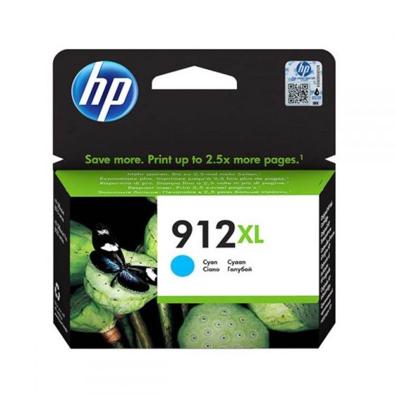 HP 912XL High Yield Cyan Ink Cartridge 825 Pgs (3YL81AE)