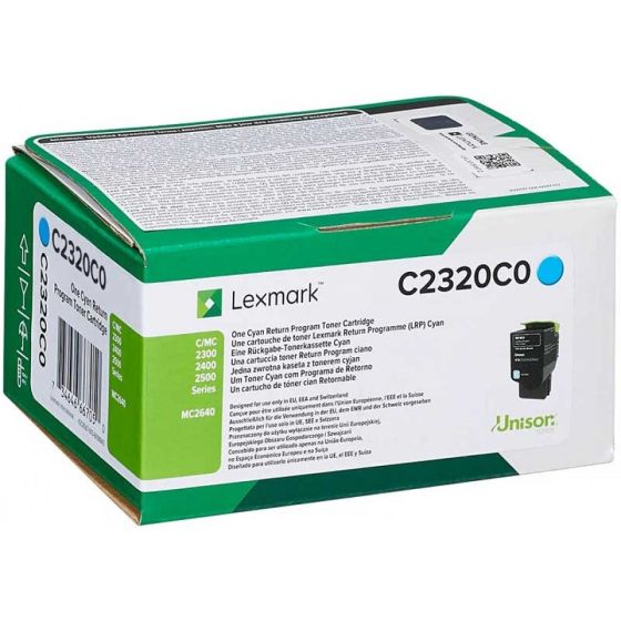 Lexmark C2320C0 Cyan Toner 1k pgs C/MC 2325 2425 2535 2640