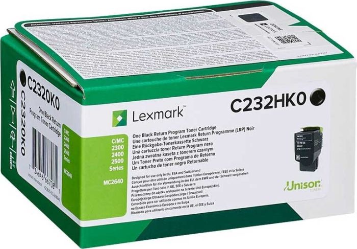 Lexmark C232HK0 Black Toner 3k pgs C/MC 2300 2400 2500 MC2640